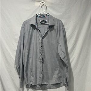 Maceoo Light Gray Button-Down Shirt with Patterned Collar